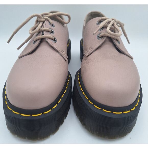 Dr Martens 31167 Quad II Taupe Leather Oxford Platform Shoes US Men 9 Women 10 - Picture 3 of 16